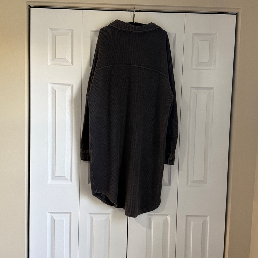 Pilcro Charcoal Ribbed Corduroy Shirt Jacket Duster / Dress - Picture 3 of 3
